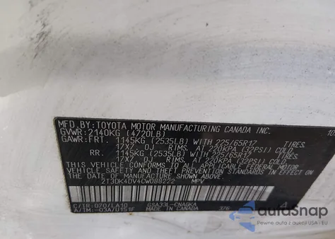 2012 Toyota Rav4 Limited V6 из США, поврежденный, VIN 2T3DK4DV4CW088222